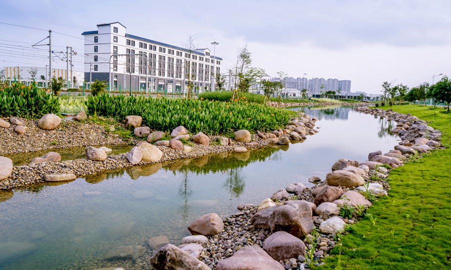 圖為海綿車輛段內景色優美的濕地公園。