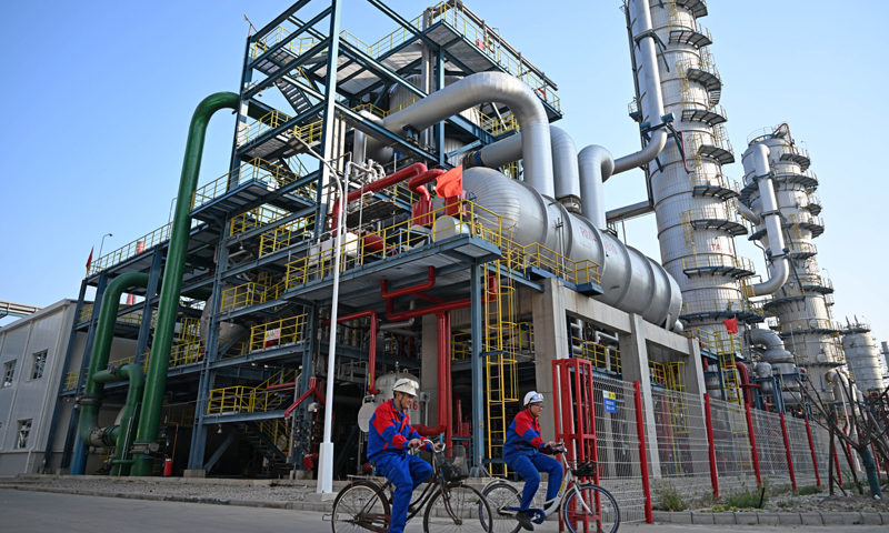 10月19日拍攝的位于天津渤化化工發展有限公司的環氧丙烷裝置。新華社記者 趙子碩 攝